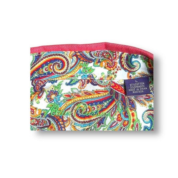 Alan Flusser Men's L Red Button Up Shirt Paisley Contrast Cuff Preppy Retro - Picture 9 of 11